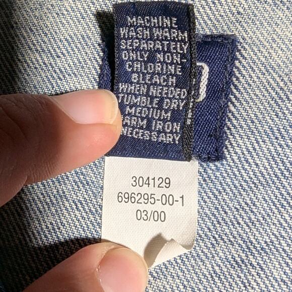 Vtg Y2K Gap Distressed Blue Cotton Denim Collared Classic Trucker Jacket Sz S - Picture 5 of 5